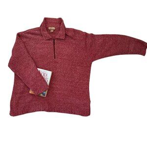 Kamal Womens Size 3X Red Half Zip Sweater Collar Long Sleeve Casual Athleisure